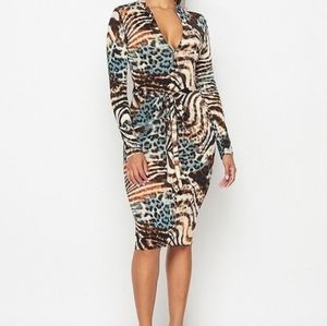 Multi- Animal Print Pencil (Midi) Dress